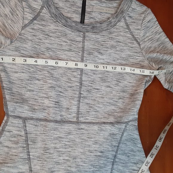 NWOT Athleta En Route Gray Exposed Seaming Fit & Flare Short Sleeve Midi - Picture 7 of 13